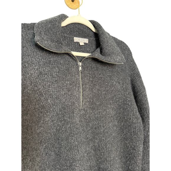J.Crew half zip dark grey ribbed pullover sweater - Picture 5 of 7